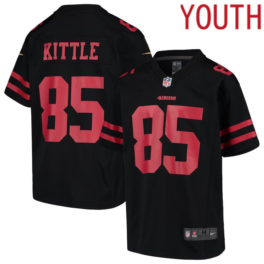 Youth San Francisco 49ers #85 George Kittle Nike Black Player Game NFL Jersey